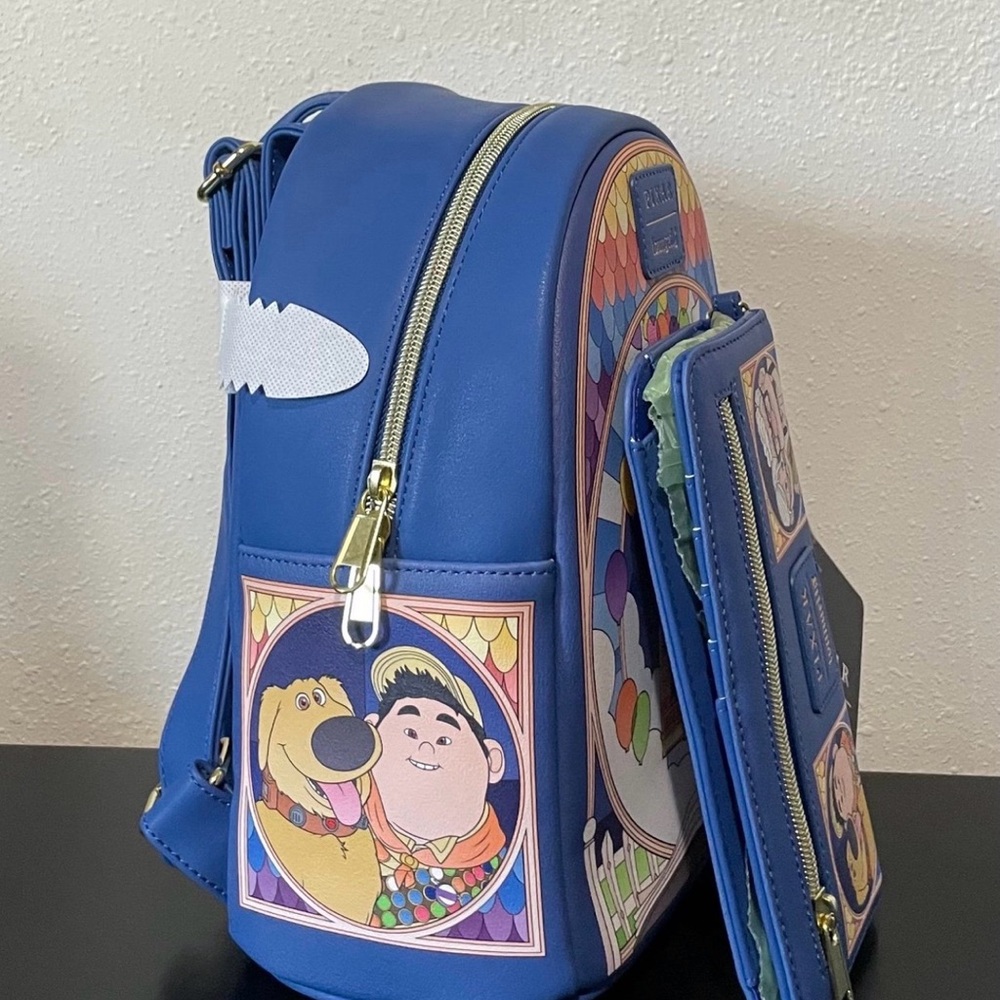 NWT Loungefly Disney Pixar Up Stained Glass Mini Backpack and Wallet. - Picture 3 of 5